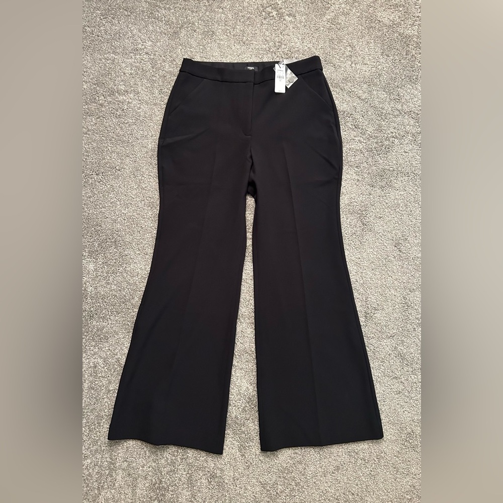 NWT EXPRESS Editor Black Flare Trouser High Rise 12 Short